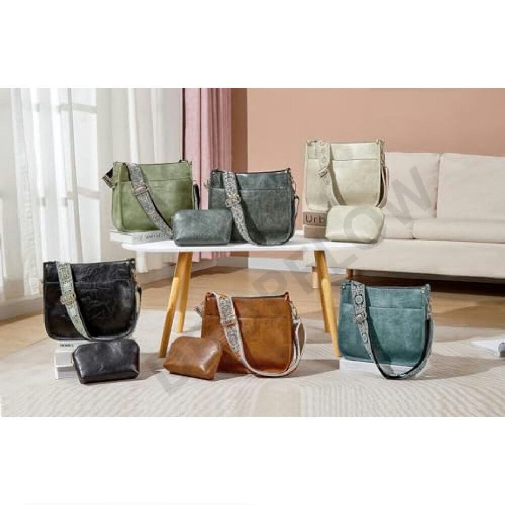 Vegan Leather Hobo Shoulder Bag Crossbody Adjustable Straps Chic Spacious - Picture 4 of 8